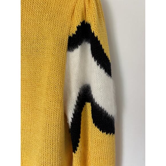 Vtg Maurada Sweater Large Knit Yellow Crew Retro Cardigan Pullon - Picture 7 of 13